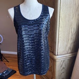 Anne Klein Sequin dark blue lined Top